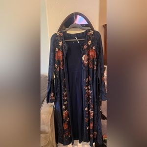 Free people long embroidered duster